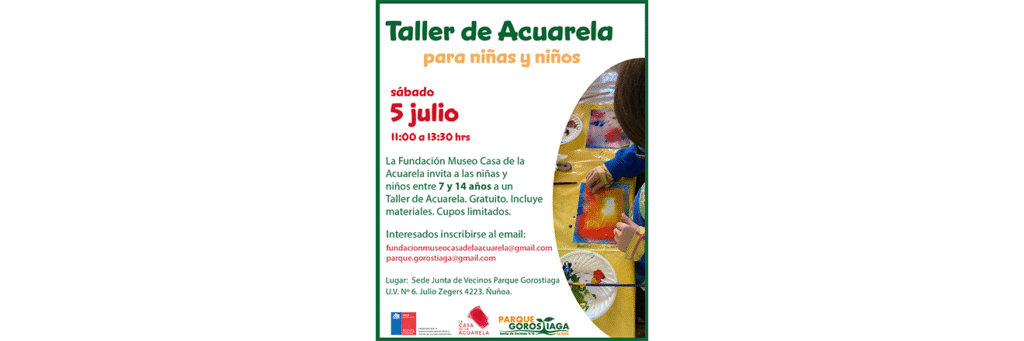TALLER DE ACUARELA PARA NIÑAS Y NIÑOS EN LA UVNº6 DE ÑUÑOA